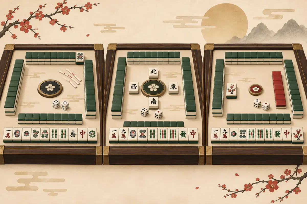 Ilustrasi untuk Perbedaan Mahjong Riichi, Chinese Official, dan Hong Kong