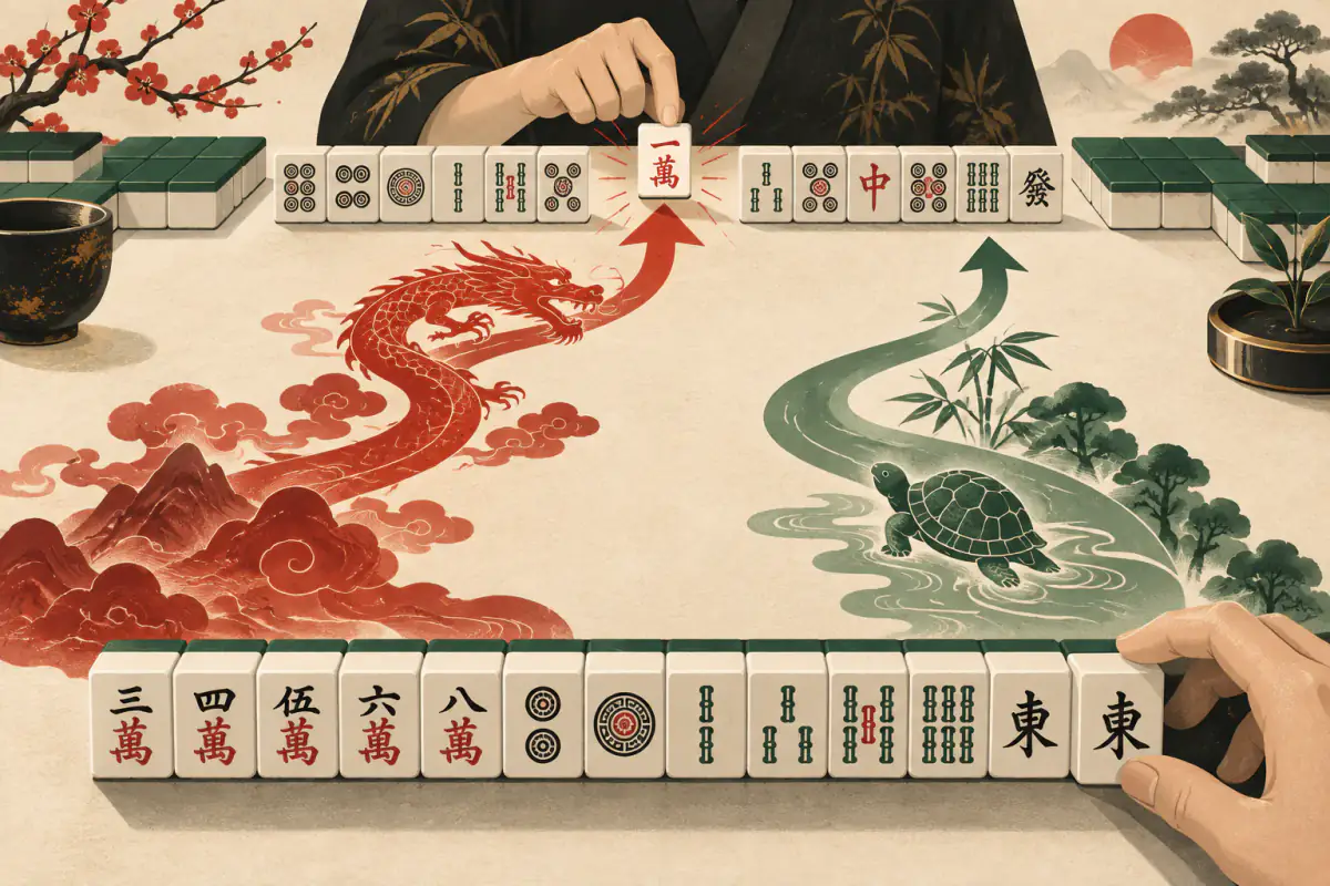 Ilustrasi untuk Strategi Bertahan (Oritenai) di Mahjong: Kapan Harus Mengalah