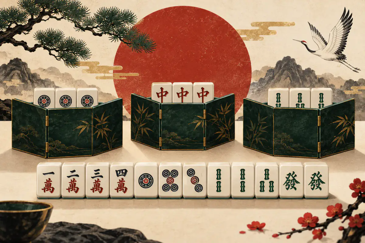 Ilustrasi untuk Yaku Sanankou: Tiga Triplet Tertutup