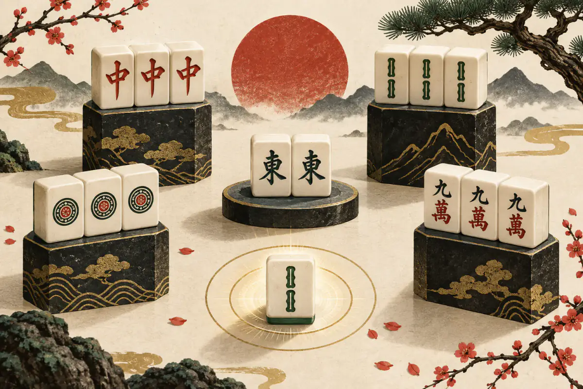 Ilustrasi untuk Yakuman Suuankou: Empat Triplet Tertutup